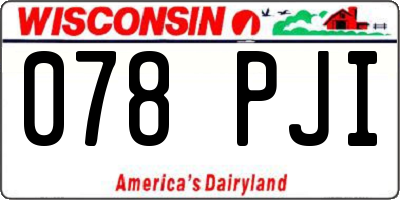WI license plate 078PJI