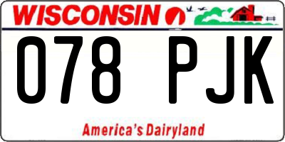 WI license plate 078PJK