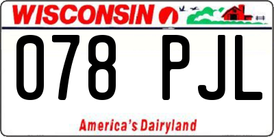 WI license plate 078PJL