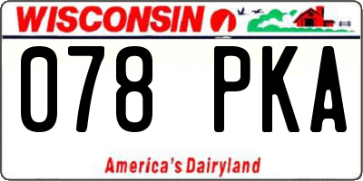WI license plate 078PKA