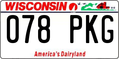 WI license plate 078PKG