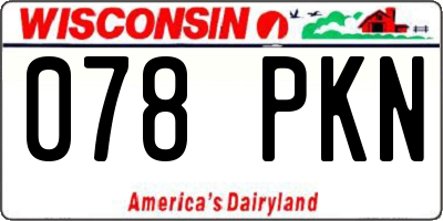 WI license plate 078PKN
