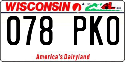 WI license plate 078PKO