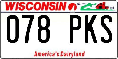 WI license plate 078PKS