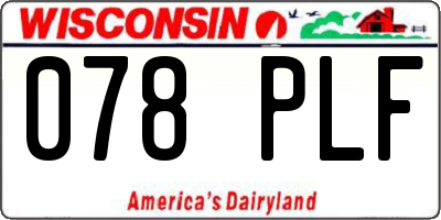 WI license plate 078PLF