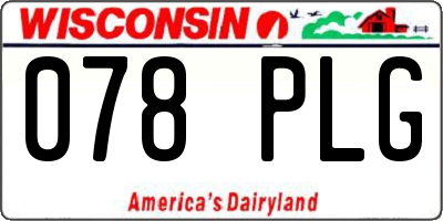 WI license plate 078PLG