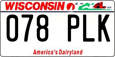 WI license plate 078PLK
