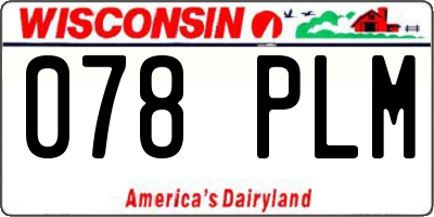 WI license plate 078PLM