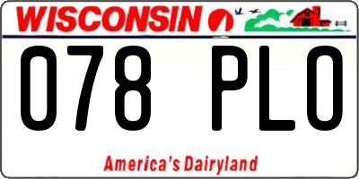 WI license plate 078PLO