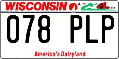 WI license plate 078PLP