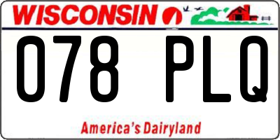 WI license plate 078PLQ