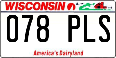 WI license plate 078PLS