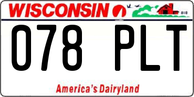 WI license plate 078PLT