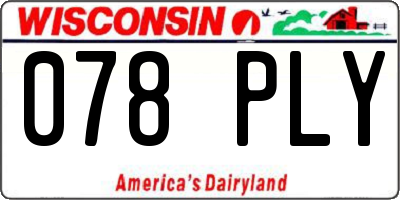 WI license plate 078PLY