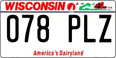 WI license plate 078PLZ