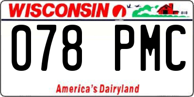 WI license plate 078PMC