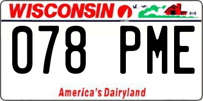 WI license plate 078PME