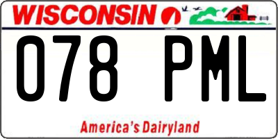 WI license plate 078PML