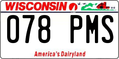 WI license plate 078PMS