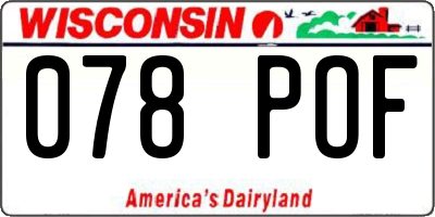 WI license plate 078POF