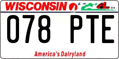 WI license plate 078PTE