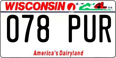 WI license plate 078PUR