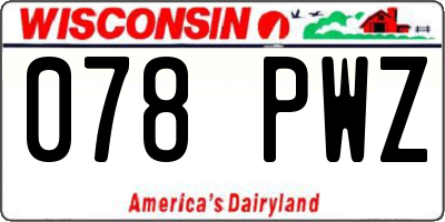 WI license plate 078PWZ
