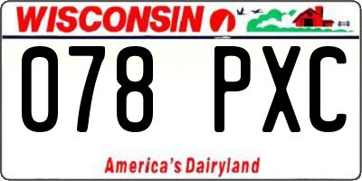 WI license plate 078PXC