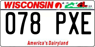 WI license plate 078PXE