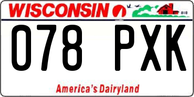 WI license plate 078PXK