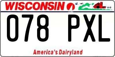 WI license plate 078PXL