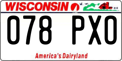 WI license plate 078PXO