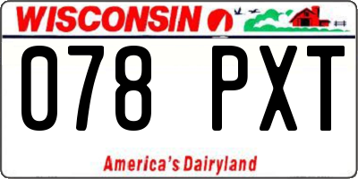 WI license plate 078PXT
