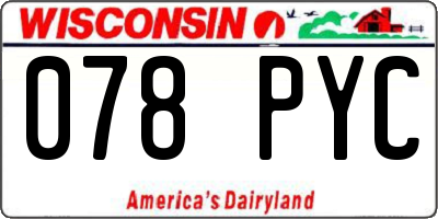 WI license plate 078PYC