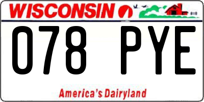 WI license plate 078PYE