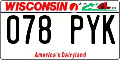 WI license plate 078PYK
