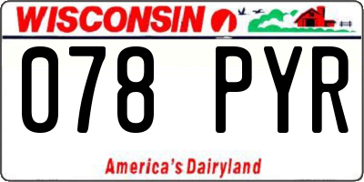 WI license plate 078PYR