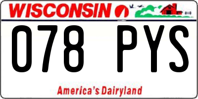 WI license plate 078PYS