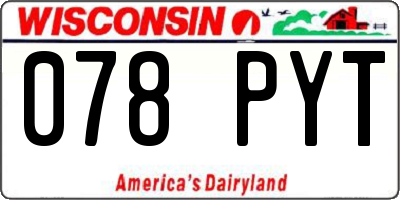 WI license plate 078PYT