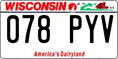 WI license plate 078PYV