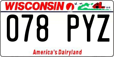WI license plate 078PYZ