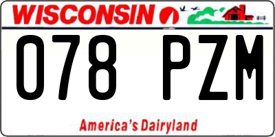 WI license plate 078PZM