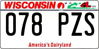 WI license plate 078PZS