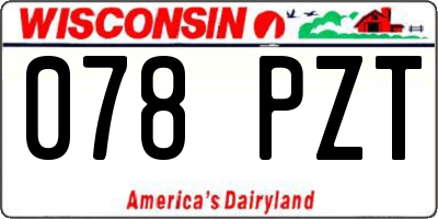 WI license plate 078PZT