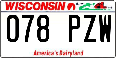 WI license plate 078PZW