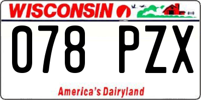 WI license plate 078PZX
