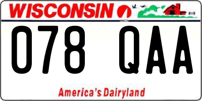 WI license plate 078QAA
