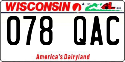 WI license plate 078QAC