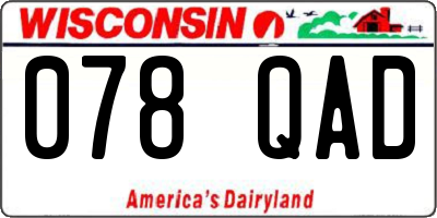 WI license plate 078QAD