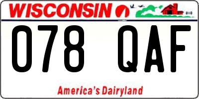 WI license plate 078QAF